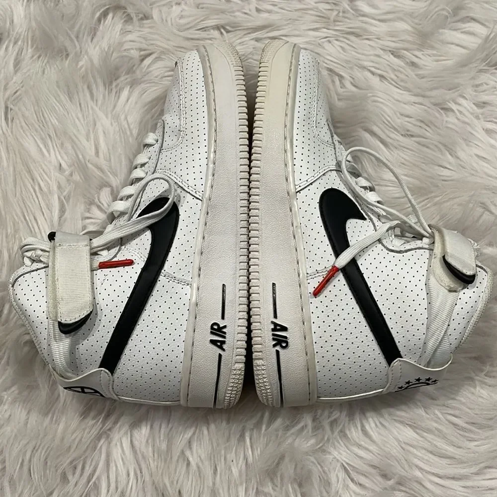 Nike Air Force 1 Youth High Tops - Perforated White & Black Size 6.5Y